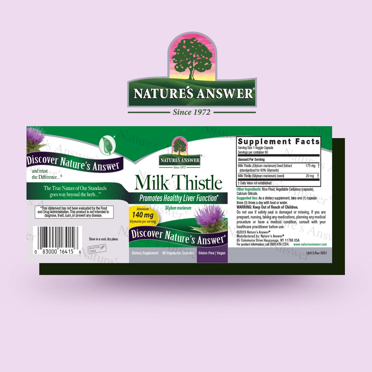 Nature's Answer Milk Thistle 80% Silymarin Seed Extract - 60 Capsules - image 2
