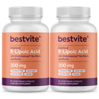 BESTVITE Stabilized R-Lipoic Acid 200mg - 120 Vegetarian Capsules