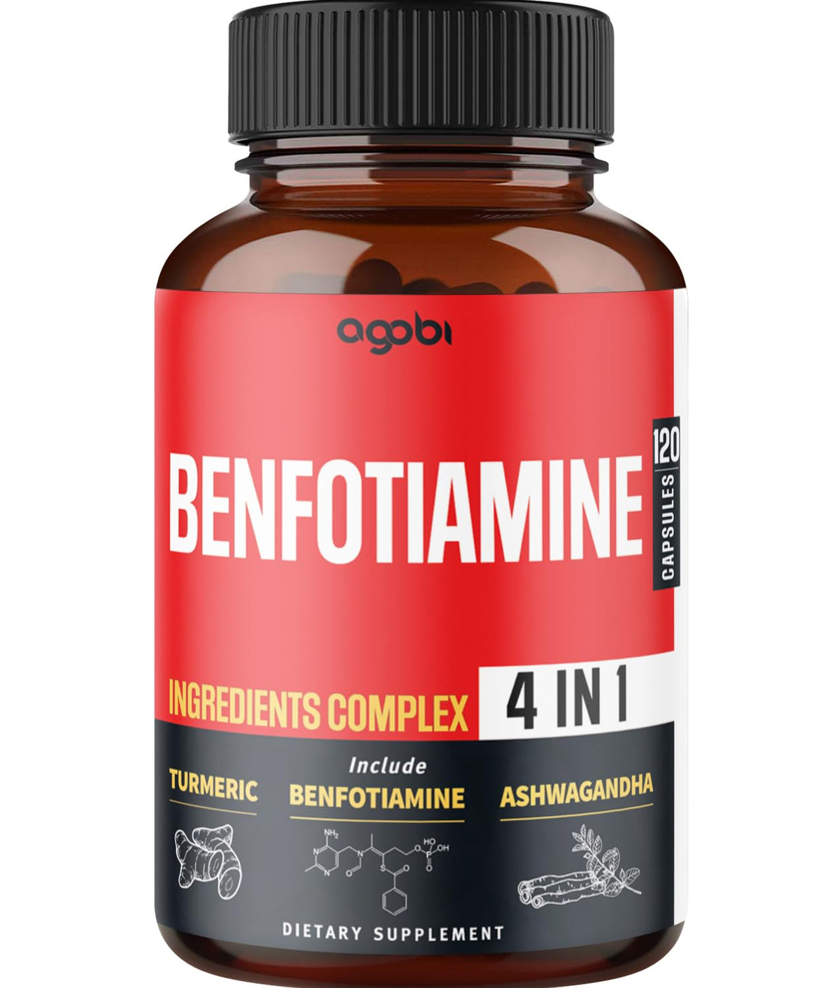 agobi Benfotiamine Supplement 4in1 for Digestion & Energy - 120 Capsules