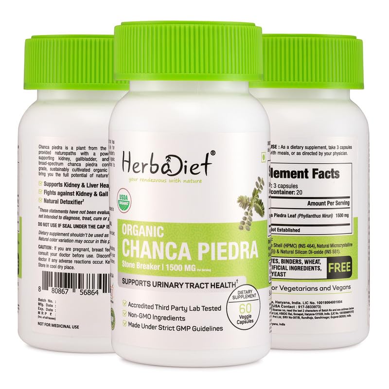 Herbadiet Organic Stone Breaker Chanca Piedra 400mg - 60 Capsules - image 6