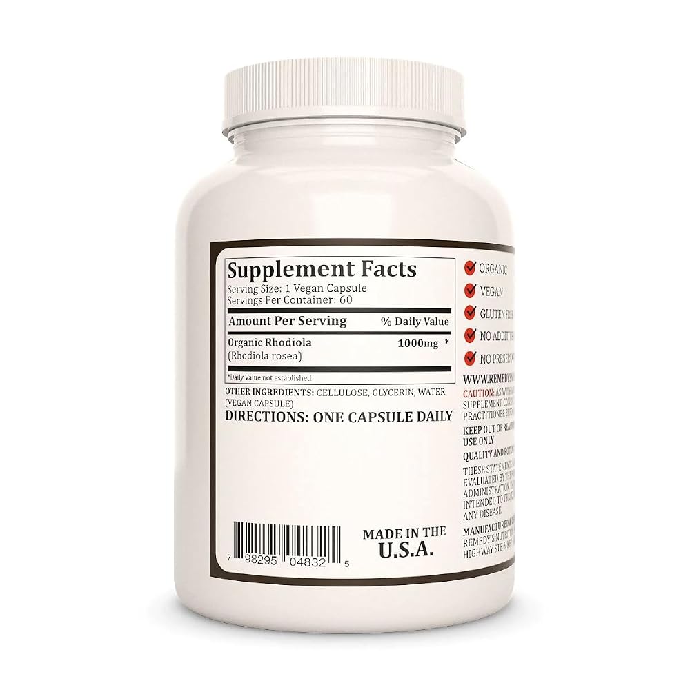 Remedy’s Nutrition Remedy's Nutrition Rhodiola 1000 mg - 60 Vegan Capsules - image 2