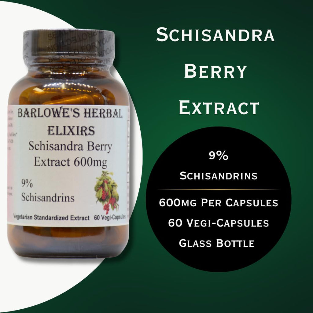 Barlowe's Herbal Elixirs Schisandra Berry Extract 600mg - 60 Vegetarian Capsules - image 4