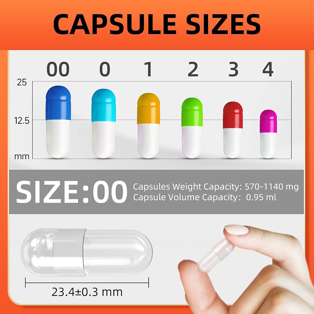 CAPSLogist Size 00 Empty Capsules - Empty Vegetarian Capsules