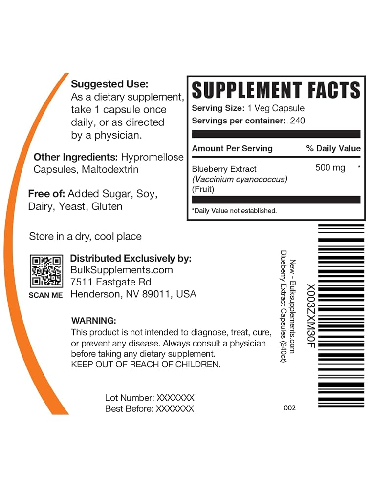 BulkSupplements Blueberry Extract Capsules - 240 Vegetarian Capsules - image 2