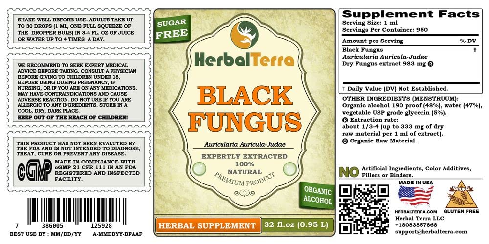 Herbal Terra LLC Black Fungus (Auricularia Auricula-Judae) Dried