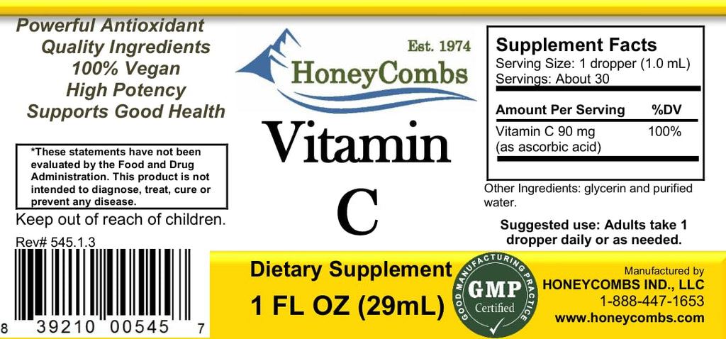 HoneyCombs Vitamin C Liquid Drops Alcohol-Free - 1 Fl Oz - image 3