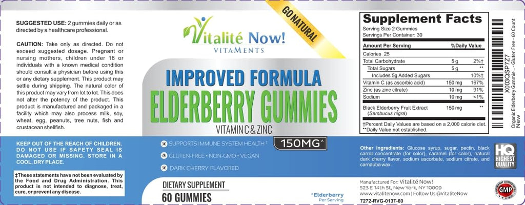 Vitalité Now! Organic Elderberry Gummies Immune Support - 60 Count - image 5