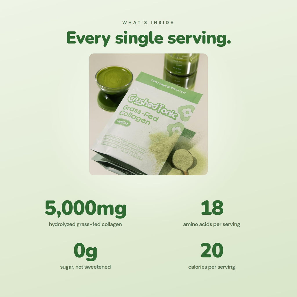 Crushed Tonic Korean Beauty Matcha Marine Collagen Powder - 28 Sticks - image 4
