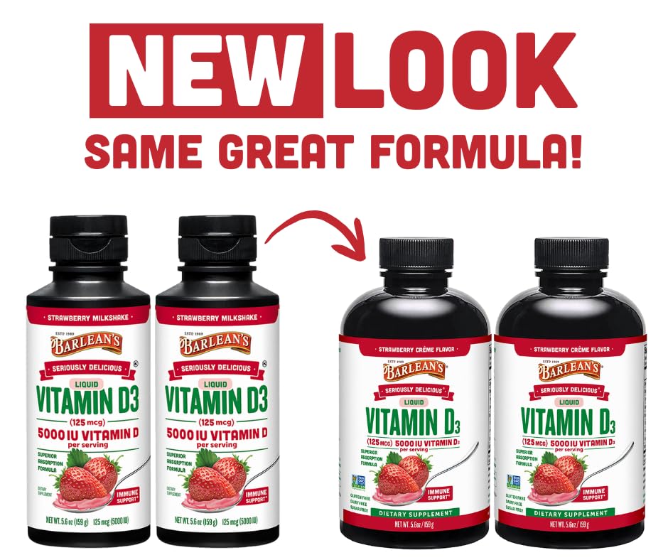 Barlean's Liquid Vitamin D3 & K2, Non-GMO, 5.6oz, 2-Pack