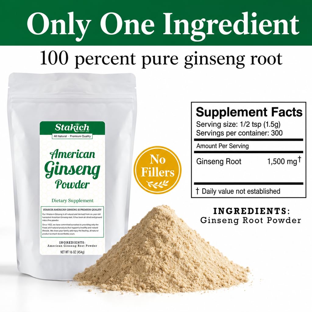 Stakich American Ginseng Root Powder 100% Pure - 1 lb - image 5