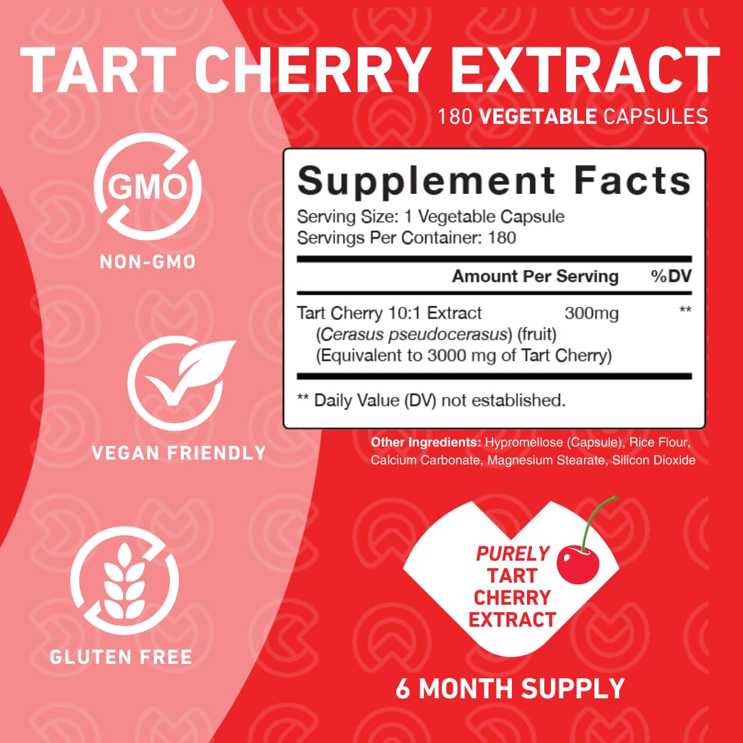 PUREFINITY Tart Cherry Capsules Uric Acid Flush Extract - 180 Count - image 3