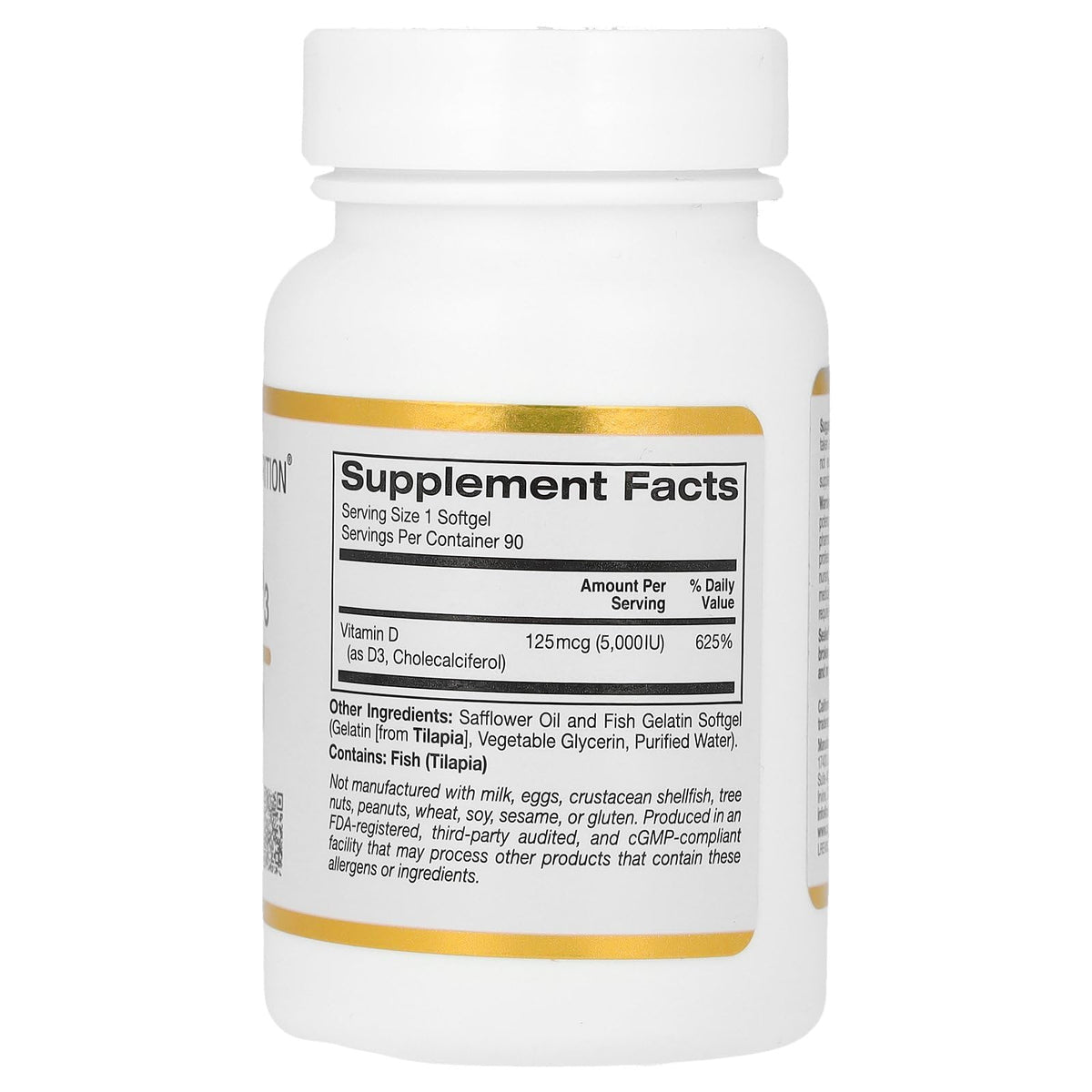 California Gold Nutrition Vitamin D3 5000 IU Bone Support - 90 Softgels - image 2