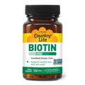 Country Life Biotin 1mg Supports Healthy Hair, Skin & Nails - 100 Tablets