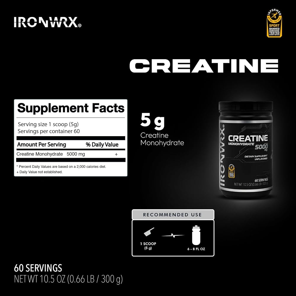 IRONWRX Creatine Monohydrate Powder Unflavored - 60 Servings - image 7