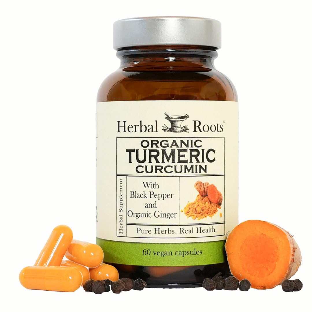Herbal Roots Organic Turmeric Curcumin with Ginger & Black Pepper - 60 Capsules