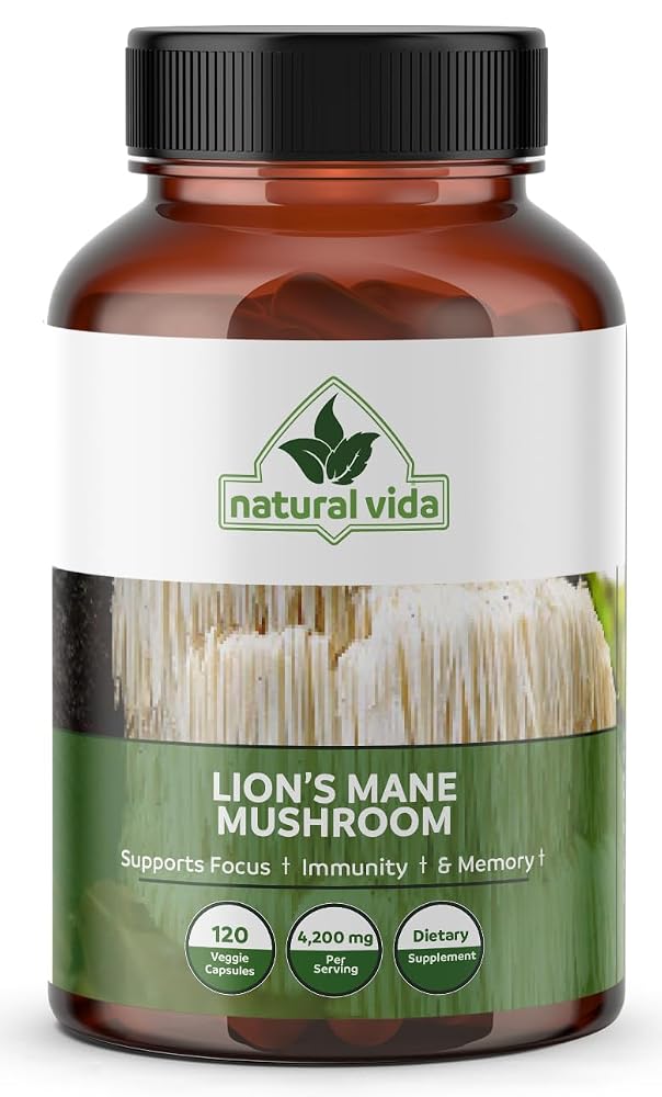 Natural Vida Lion's Mane Mushroom Extract - 120 Vegetarian Capsules