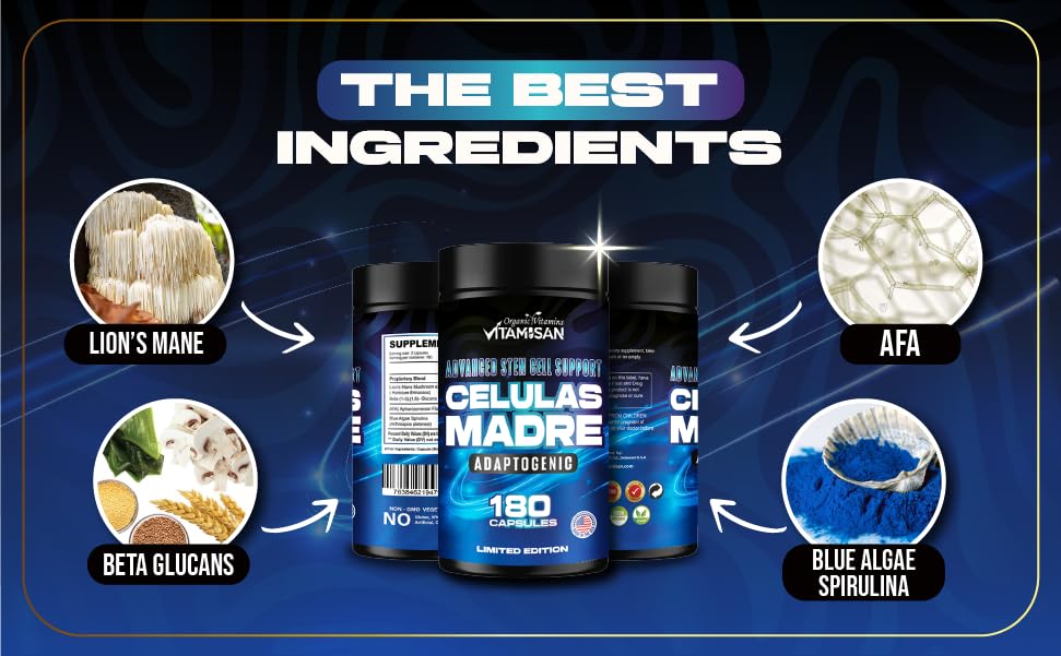 VITAMISAN Stem Cell Support with Lion's Mane - 180 Capsules - image 3