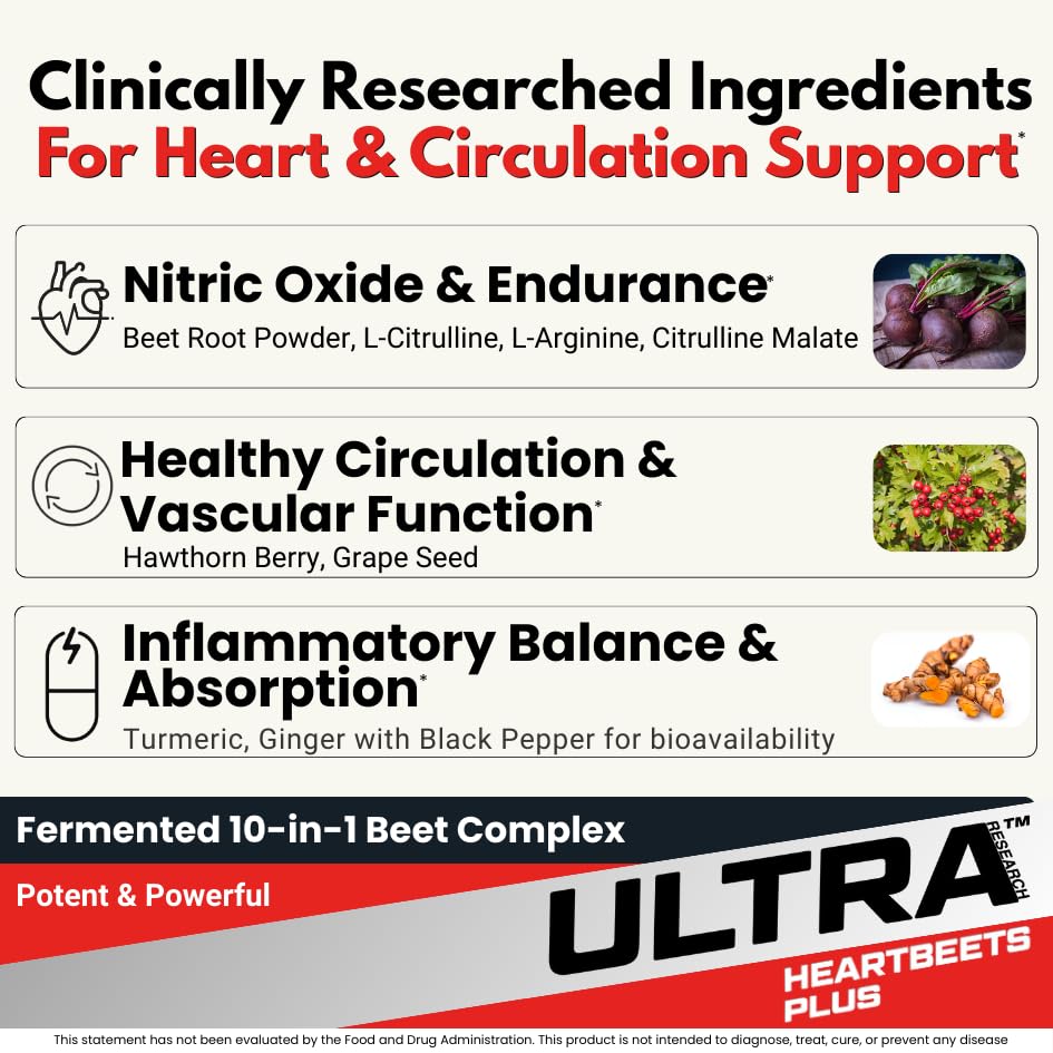 Ultra Research HeartBeets Plus Nitric Oxide Booster - 90 Tablets - image 4