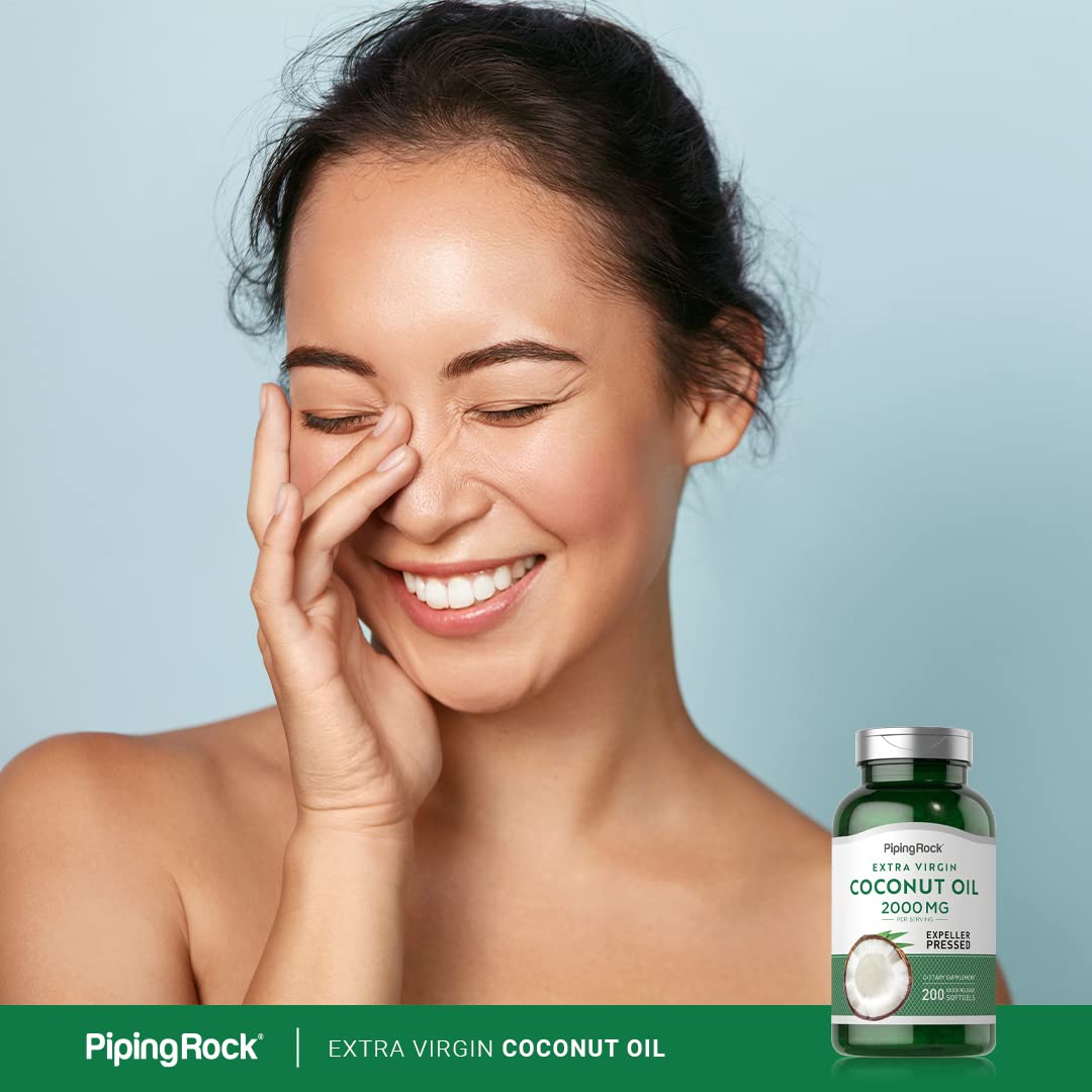 Piping Rock Coconut Oil 2000mg for Skin and Hair - 200 Softgels - image 6