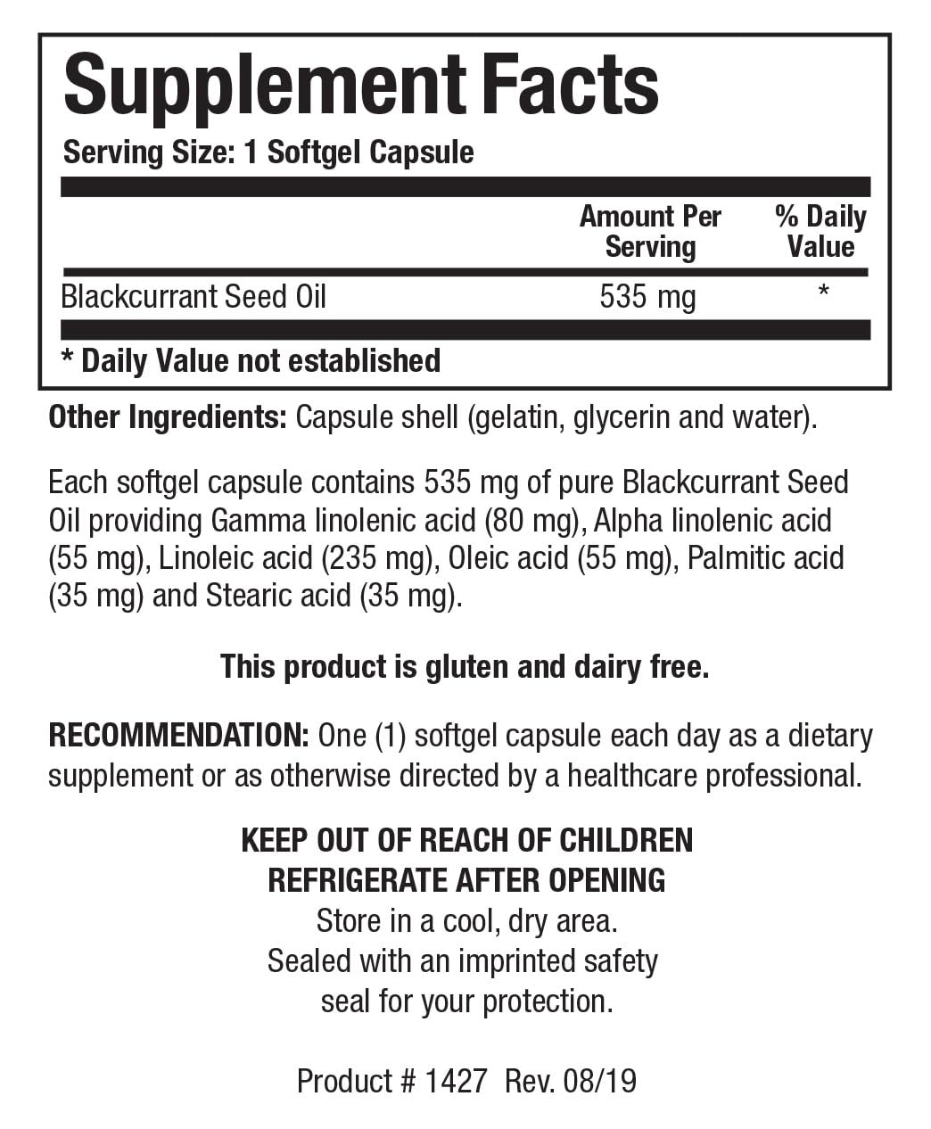 BIOTICS Research Black Currant Seed Oil 535 mg GLA - 60 Softgels - image 2