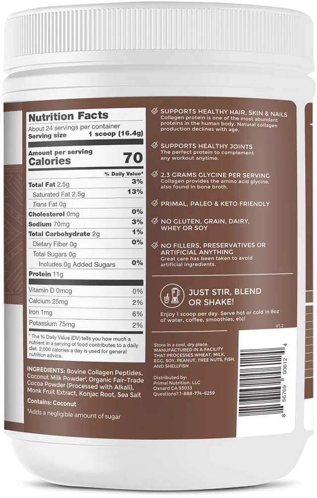 IUSOT Primal Kitchen Collagen Peptide Drink Mix Chocolate Coconut - 394g - image 2