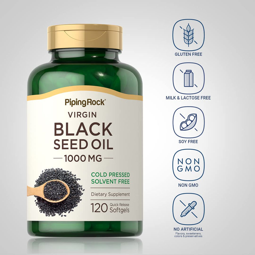 Piping Rock Black Seed Oil 1000mg - 120 Softgels - image 3