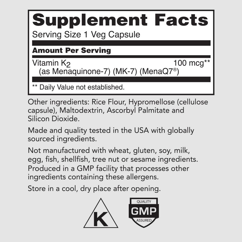 PureFormulas Vitamin K2 MK7 90mcg Bone & Cardiovascular Support - 60 Capsules - image 2