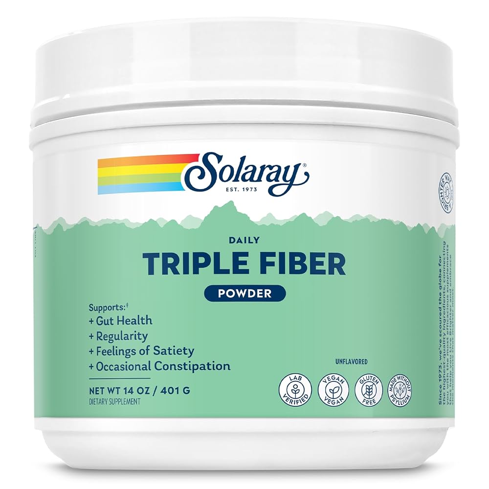 SOLARAY Triple Fiber Powder Digestive Health Support - 30 Servings
