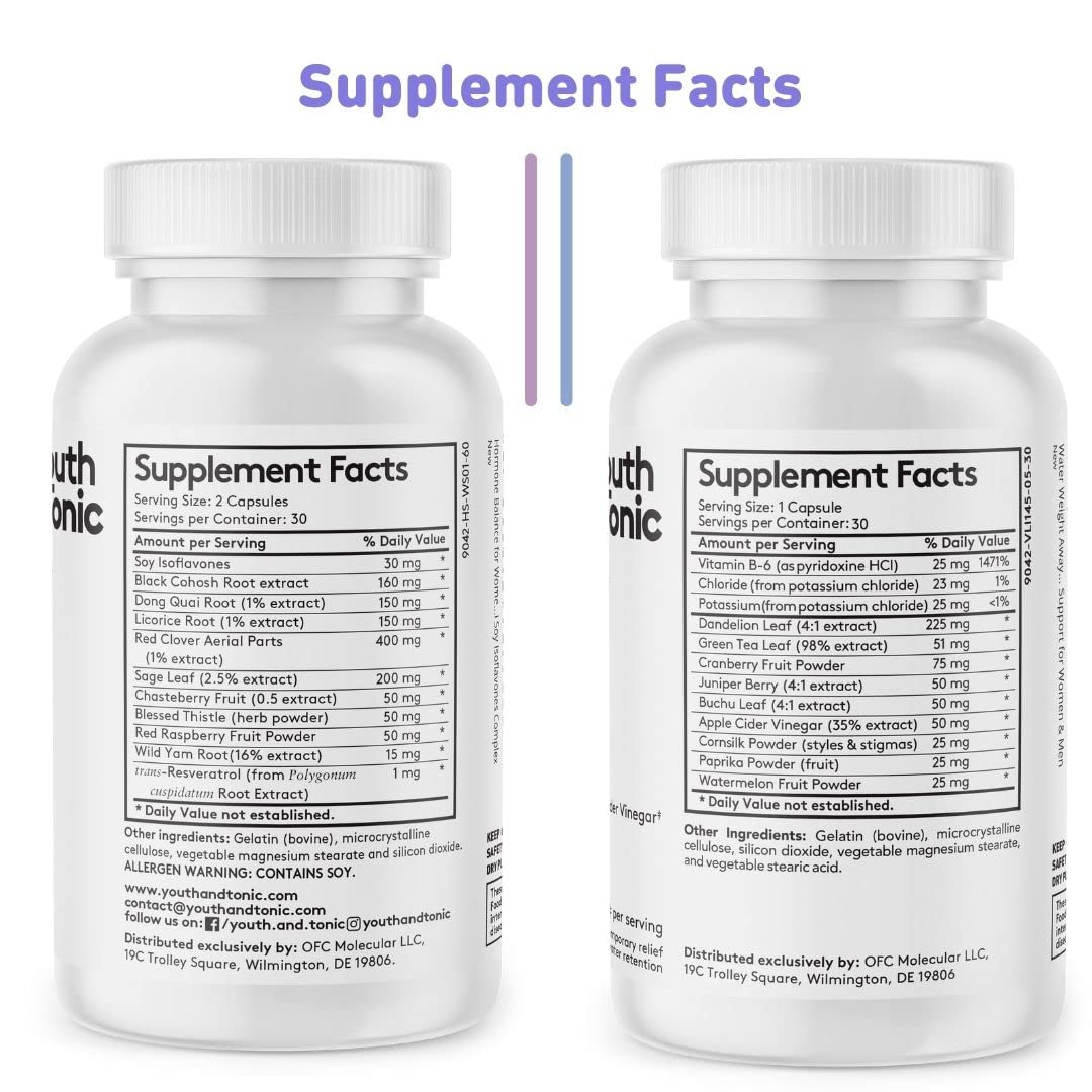 Youth & Tonic Menopause & Water Weight Loss 2-Pack - 90 Capsules - image 10
