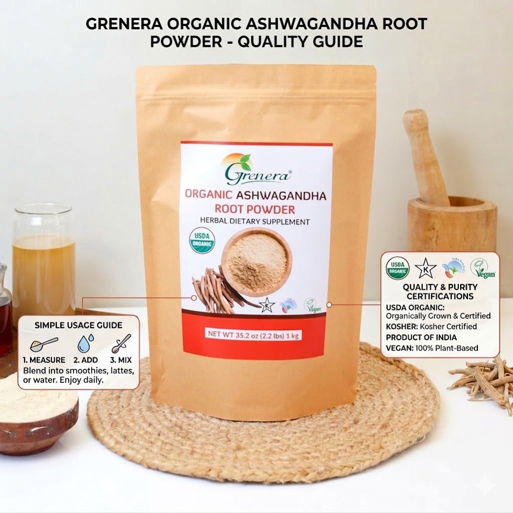 Grenera Organic Ashwagandha Root Powder - 1 kg - image 6