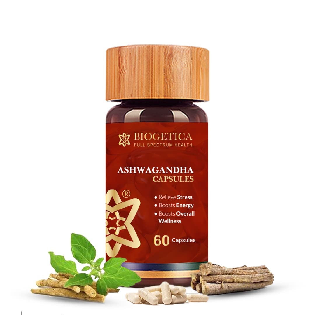 Biogetica Ashwagandha Vegan Capsules Ayurvedic Herbal Supplement - 60 Count