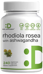 DEAL SUPPLEMENT Rhodiola Rosea & Ashwagandha - 240 Vegetarian Capsules
