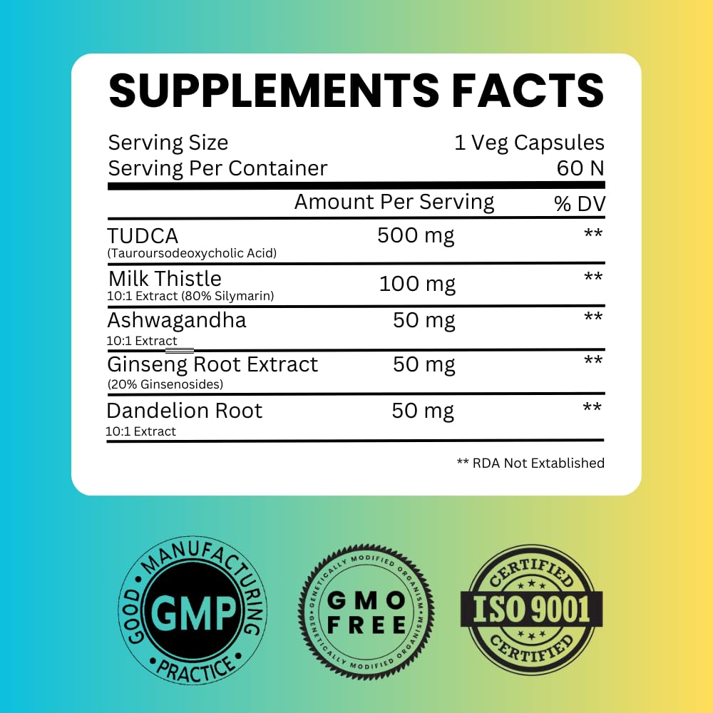 SAIKOU HERBS TUDCA 750mg with Milk Thistle & Ashwagandha - 60 Capsules - image 4