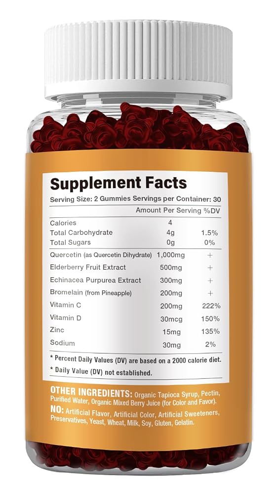 Riyuetian Quercetin with Bromelain, Zinc & Vitamin C - 60 Gummies - image 5