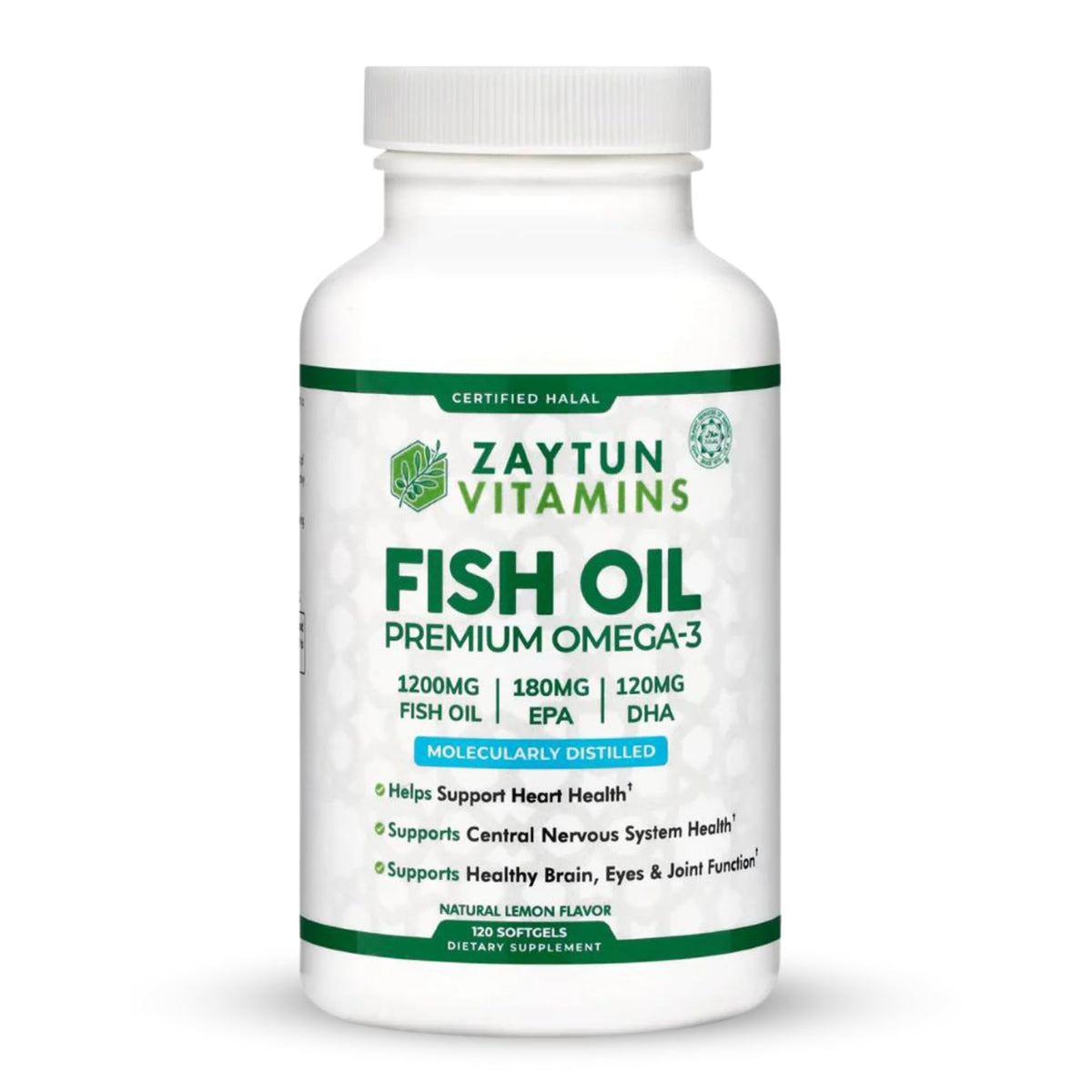 Zaytun Halal Fish Oil 1200mg Omega-3 Daily Wellness - 120 Softgels