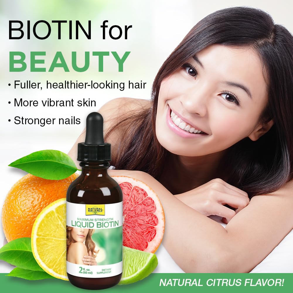 Natural Balance Biotin Liquid 5000mcg Hair, Skin & Nails Support - 2 oz - image 3