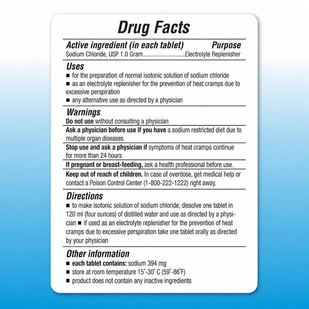 P Puregen Labs Puregen Labs Sodium Chloride Tablets 1 gm (1000 mg)