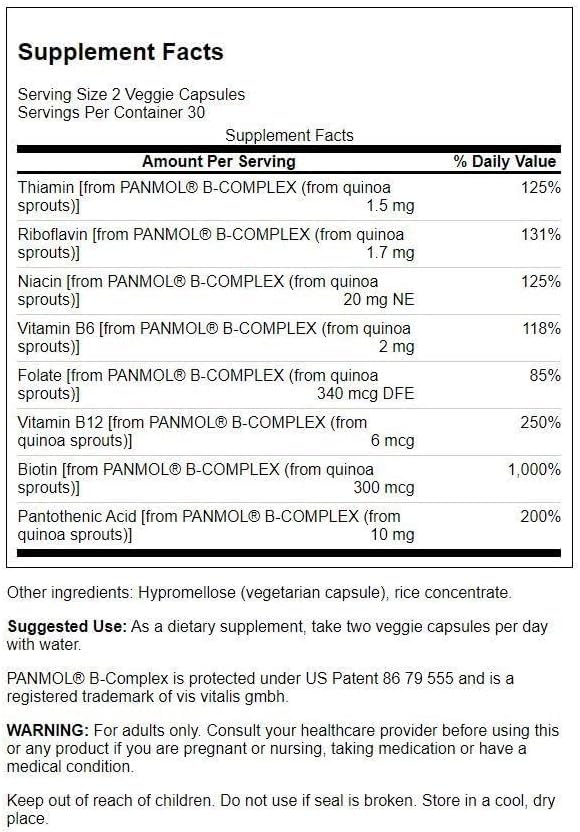 Swanson Real Food Vitamin B-Complex - 60 Vegetarian Capsules - image 2