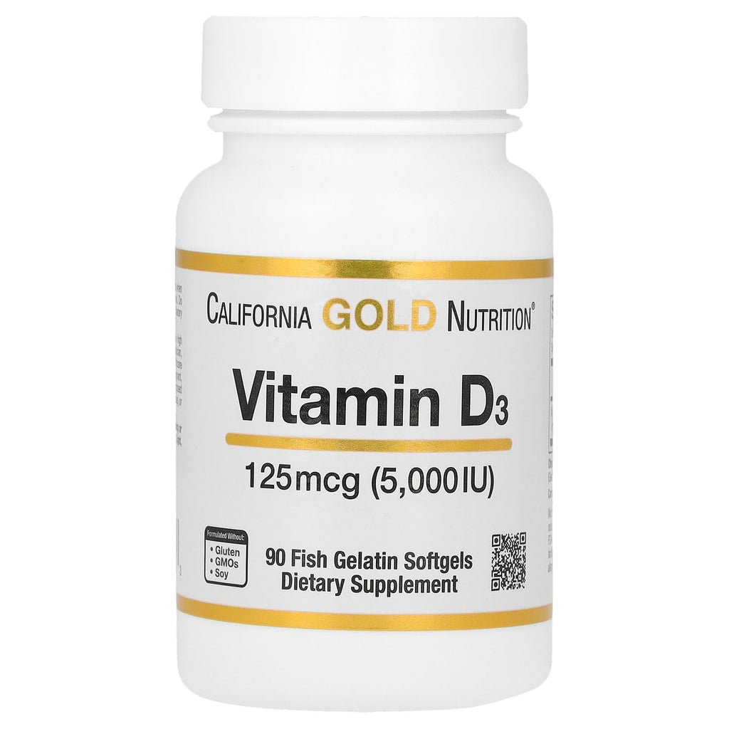 California Gold Nutrition Vitamin D3 5000 IU Bone Support - 90 Softgels