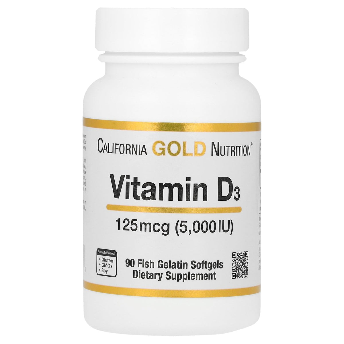 California Gold Nutrition Vitamin D3 5000 IU Bone Support - 90 Softgels