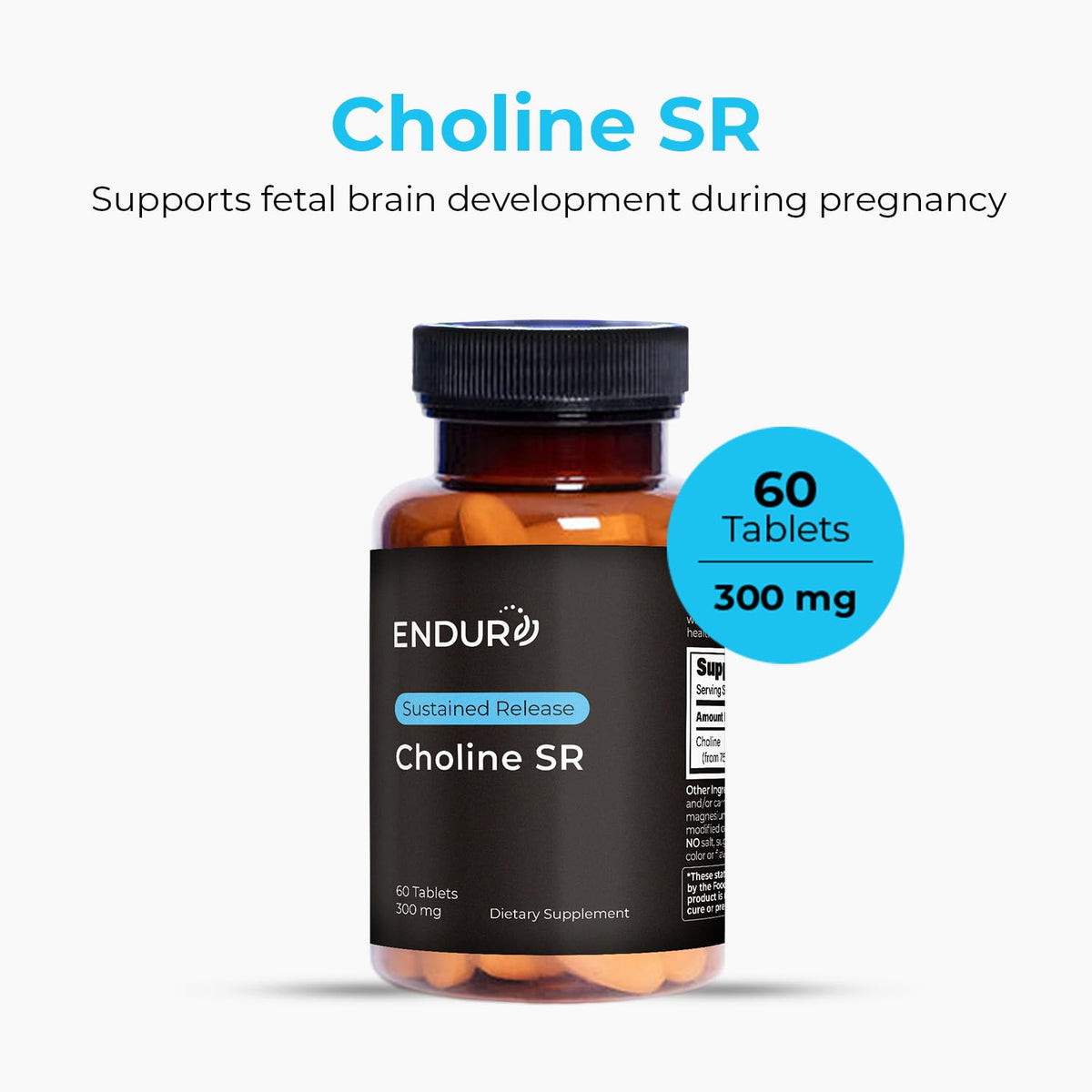 Endurance Products Choline Bitartrate 300mg Sustained Release - 60 Tablets - image 2