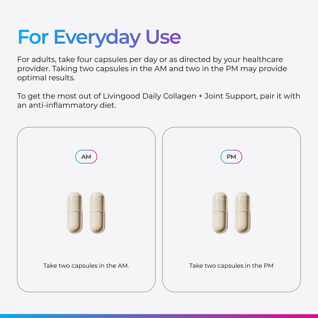Livingood Daily Multi Collagen Peptides Joint Support - 120 Capsules - image 6