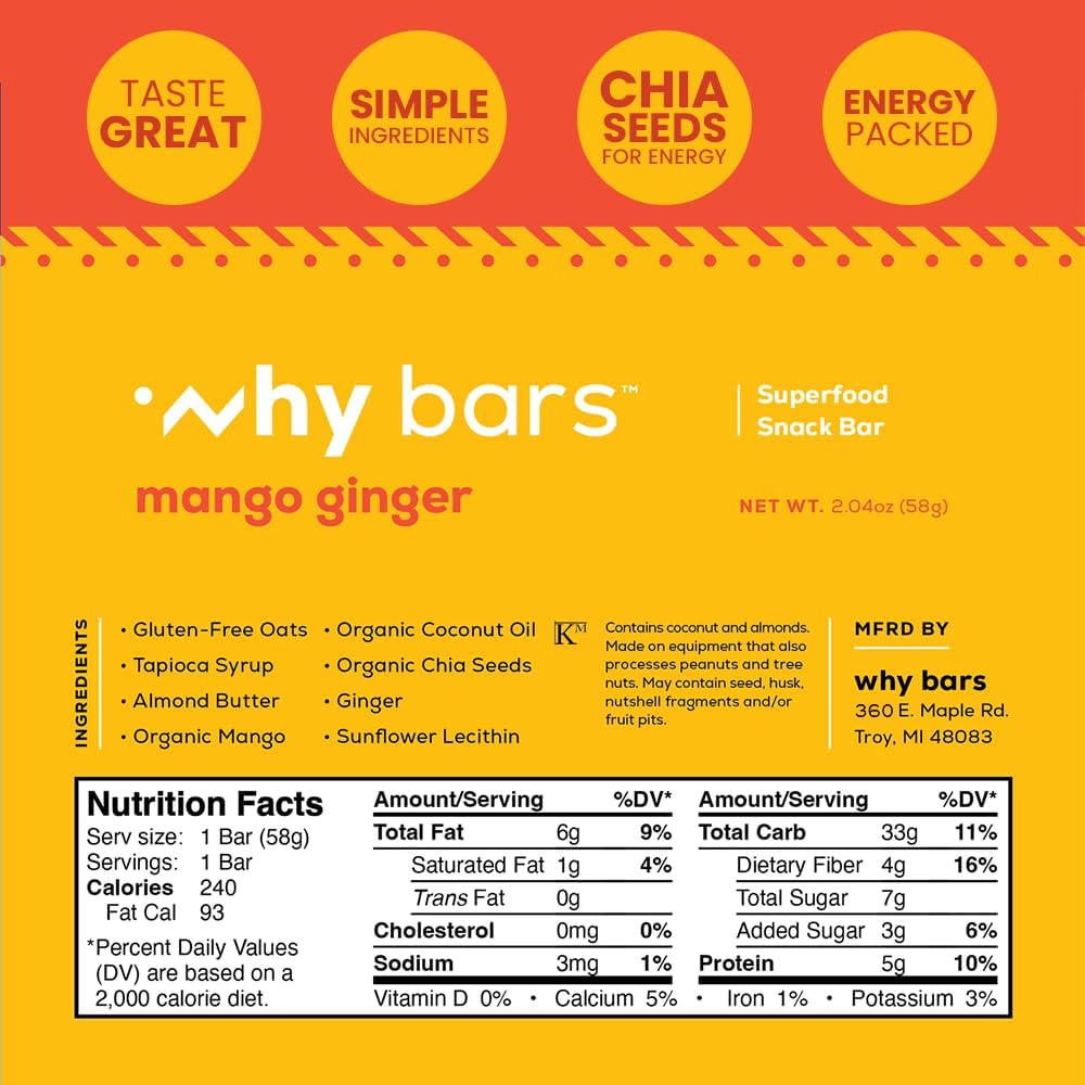 Why Bars, Superfood Protein Bars, 2.04 Ounce Bars - Protein Bar