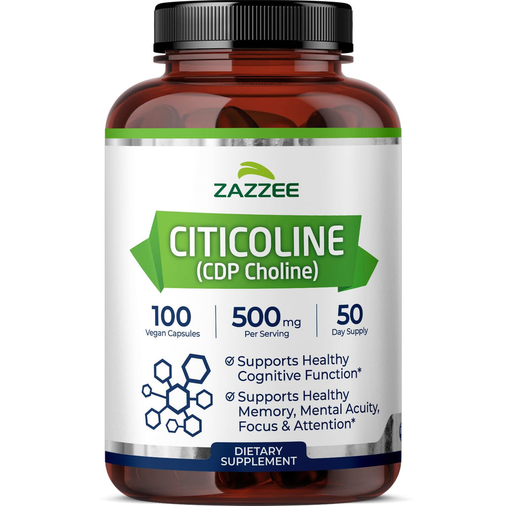 Zazzee Extra Strength Citicoline 500 mg - 100 Vegan Capsules