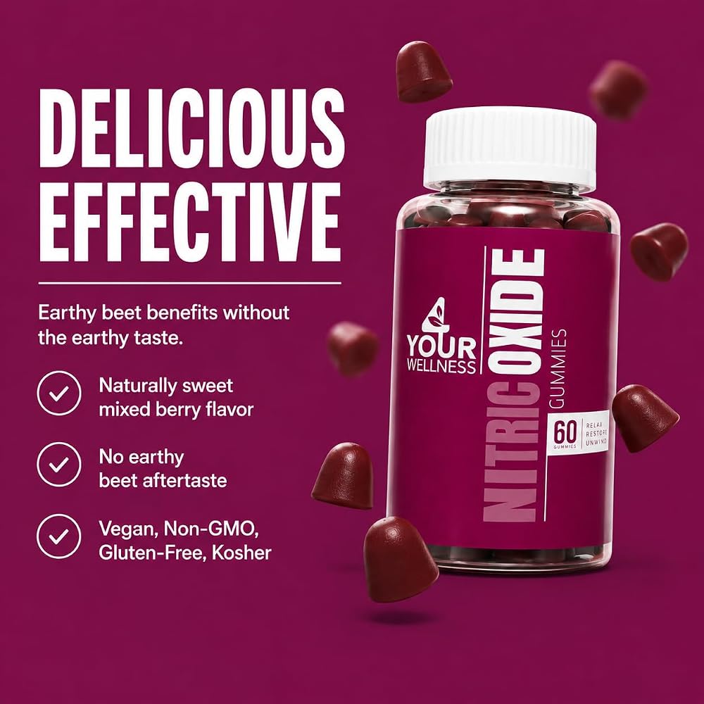 4 Your Wellness Nitric Oxide Gummies Mixed Berry - 60 Count - image 4