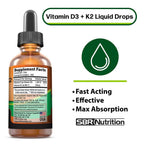 SBR Nutrition Vitamin D3 + K2 Liquid Drops - 1 Bottle - image 2