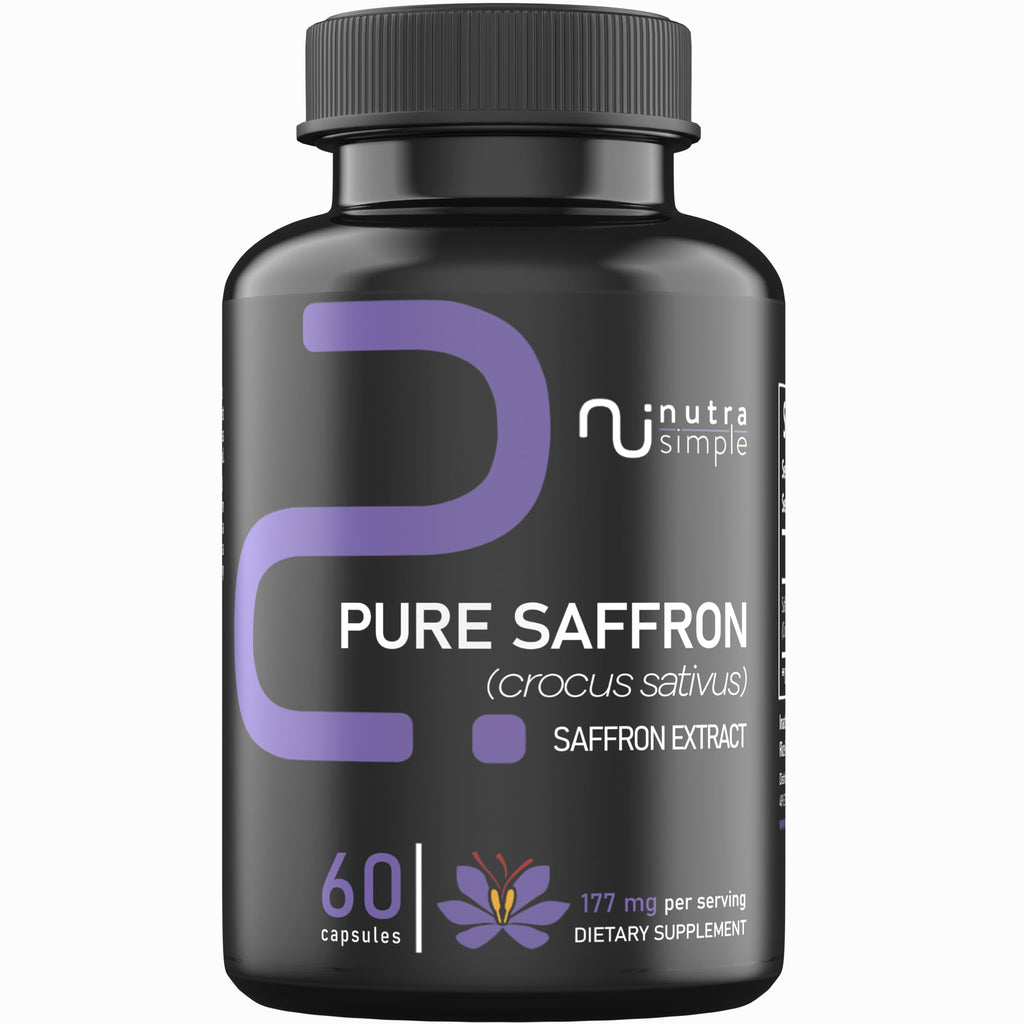 Nutra Simple Saffron Supplements 177mg Mood & Energy Support - 60 Capsules