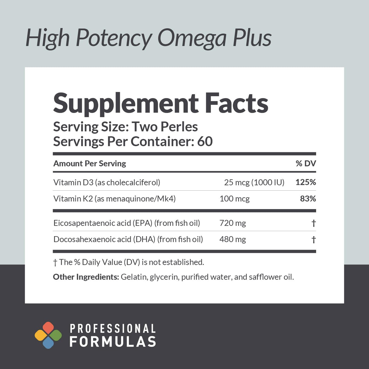 Professional Formulas Omega Plus – 720 mg EPA & 480 mg DHA - 120 Softgels - image 3