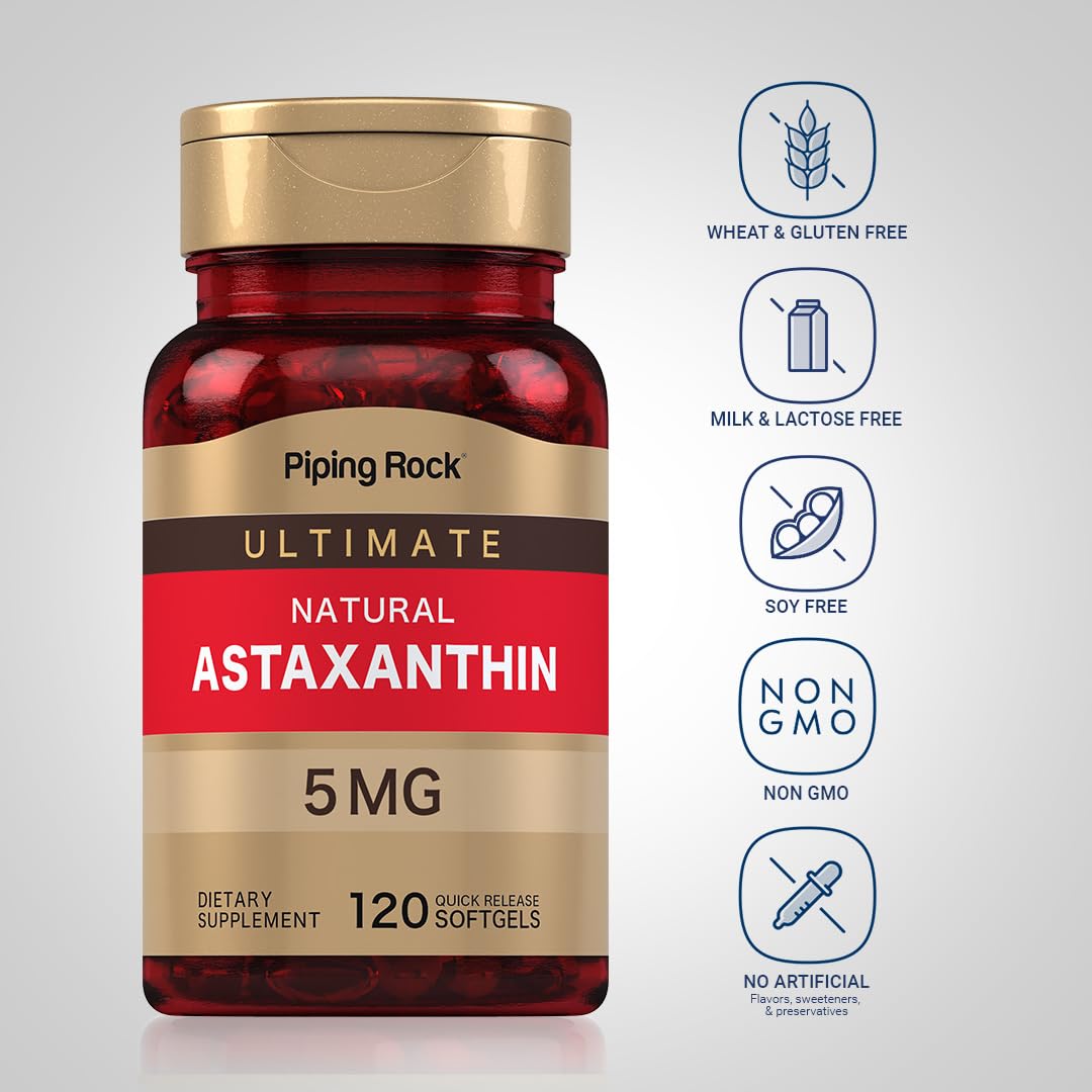 Piping Rock Astaxanthin Supplement 5mg - 120 Softgels - image 3