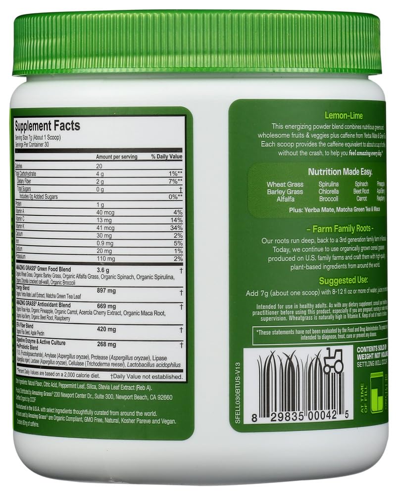 Amazing Grass Energy Green Superfood Lemon Lime Powder - 7.4 oz - image 3